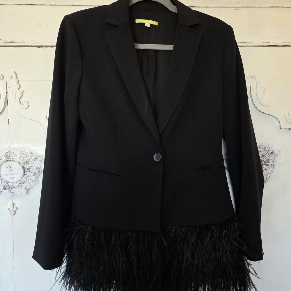 Gianni Bini Black Feather Accent Blazer
